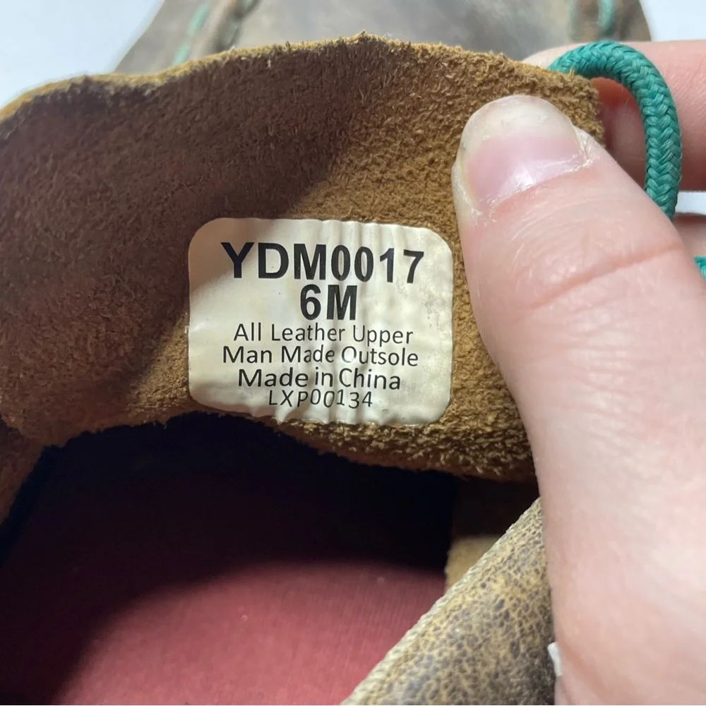Kids Brown and Teal Moccasin Shoes Twisted X 6m ydm0017